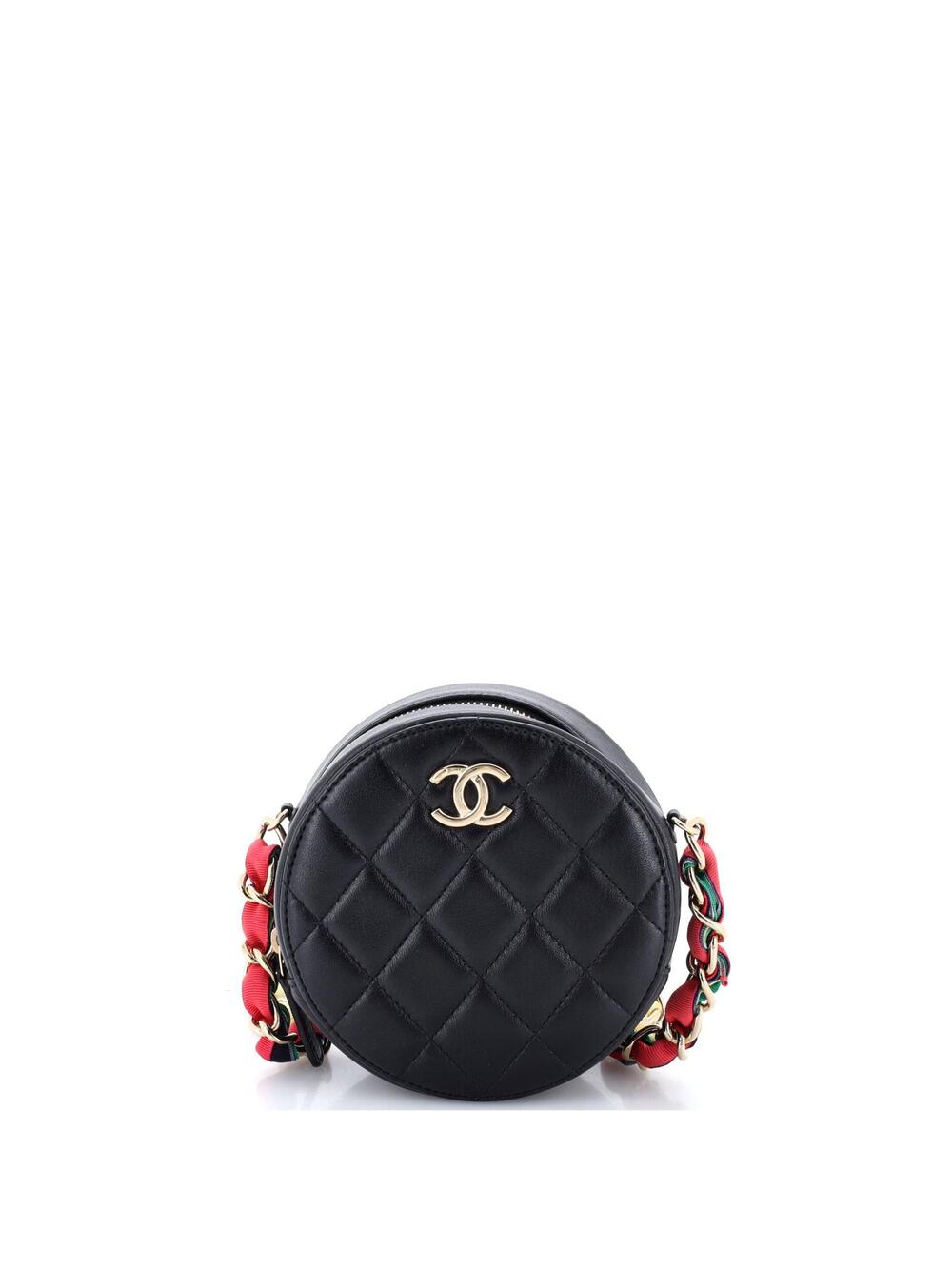 Chanel Ribbon Round Clutch With Chain #345357C20B